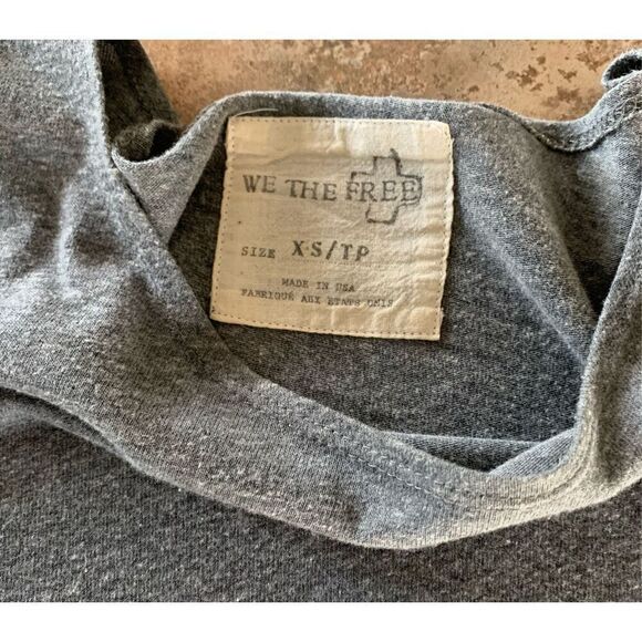 12- Free People Boxy Ruffle Hem Heather Gray BOHO Tunic Shirt Top sz XS - Picture 4 of 5